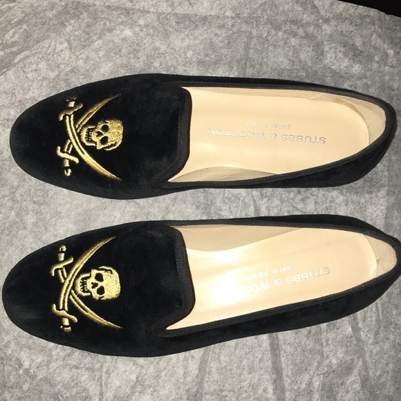 Stubbs and Wootton Skull Velvet Slippers - Picture 2 of 6